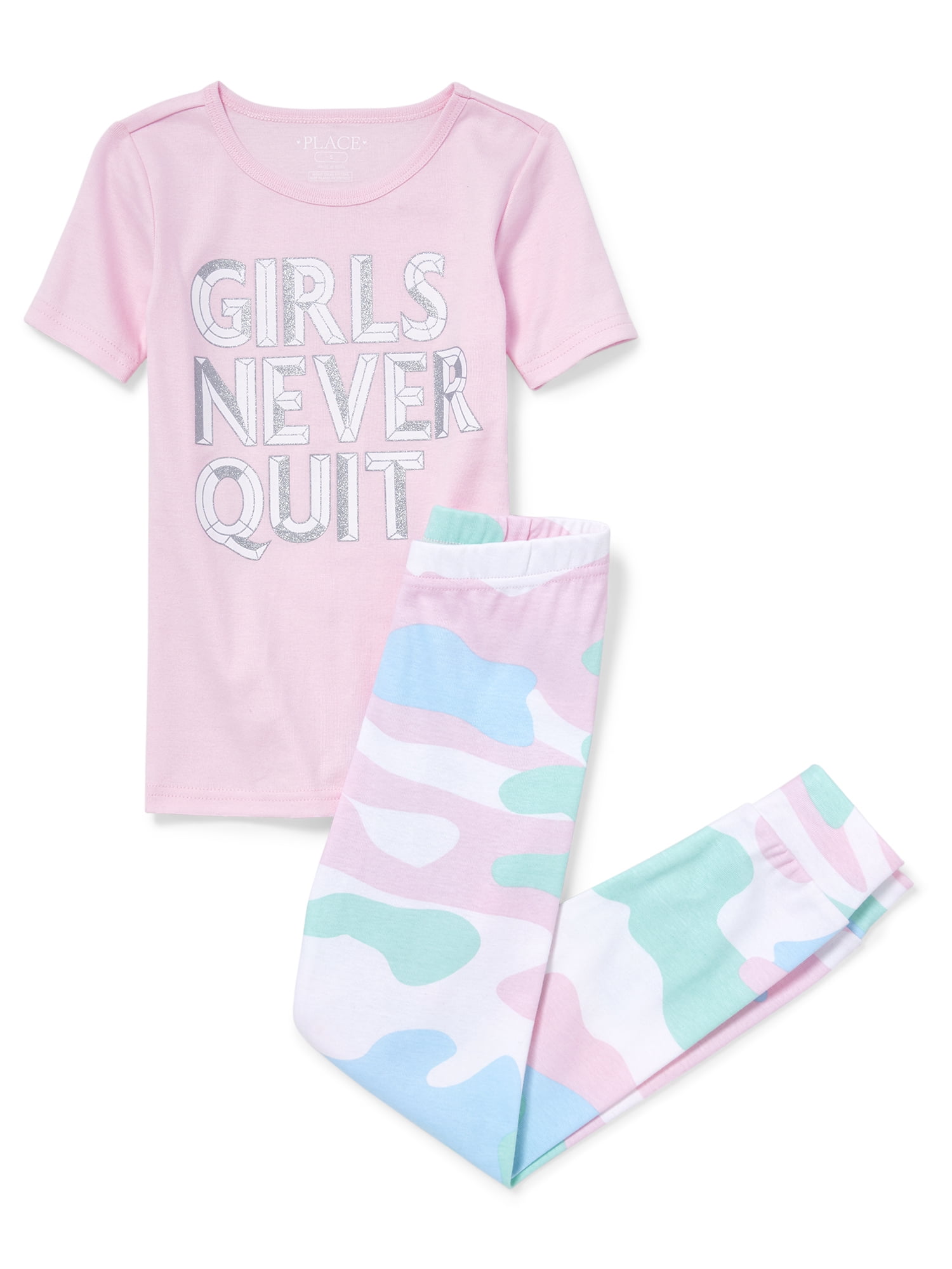 The Childrens Place Girls Short Sleeve Pajama Pant Set