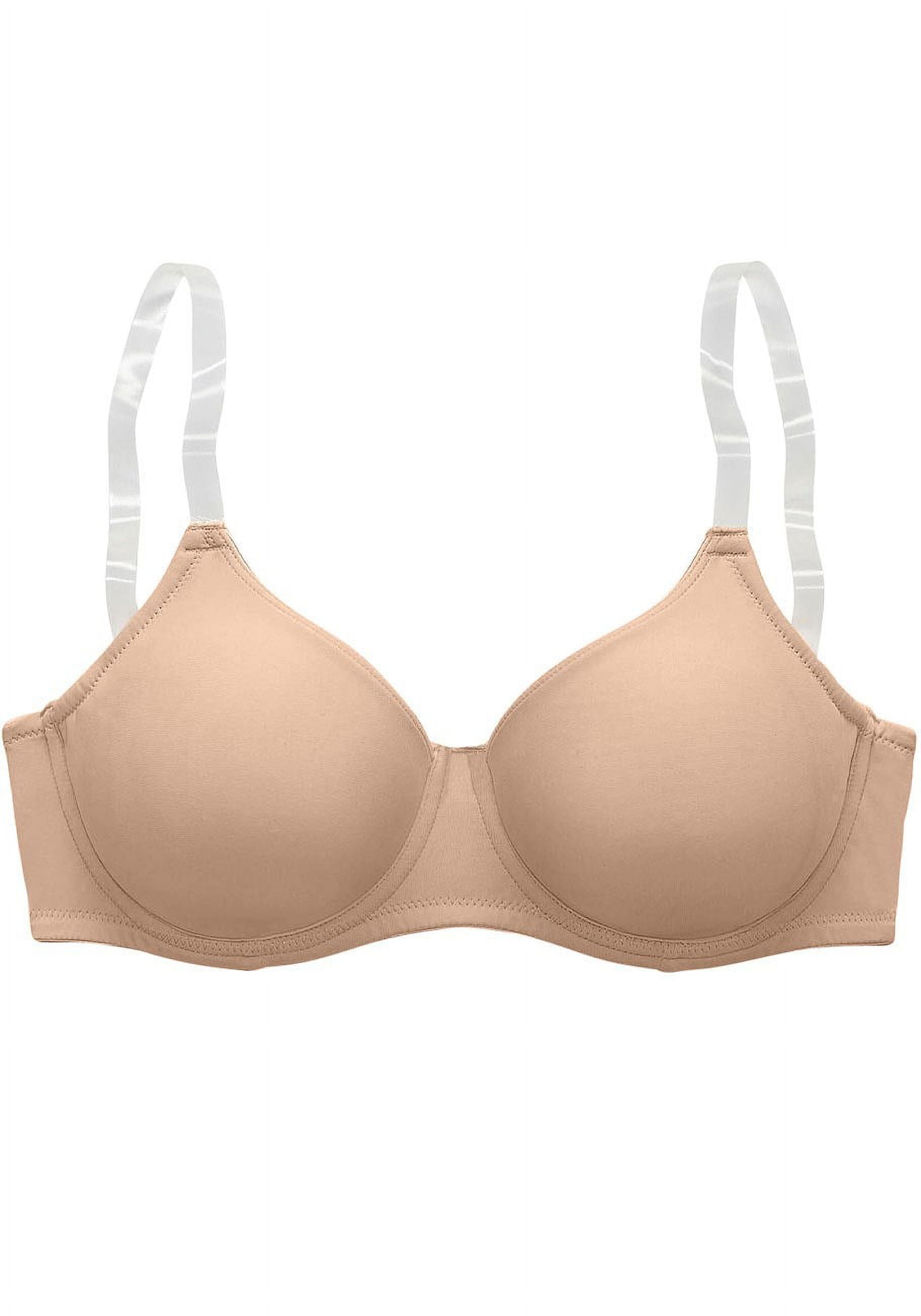 LASCANA Women's Clear Strap Underwire T-Shirt Bra