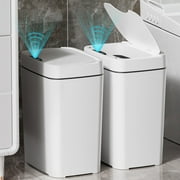Vanpopubs 2 Pack 2.7 Gal Bathroom Trash Can with Lid, Automatic Trash Can Small Smart Garbage Can Touchless, Slim Motion Sensor Waterproof Plastic Trash Bins for Bedroom Office Kitchen Toilet C80