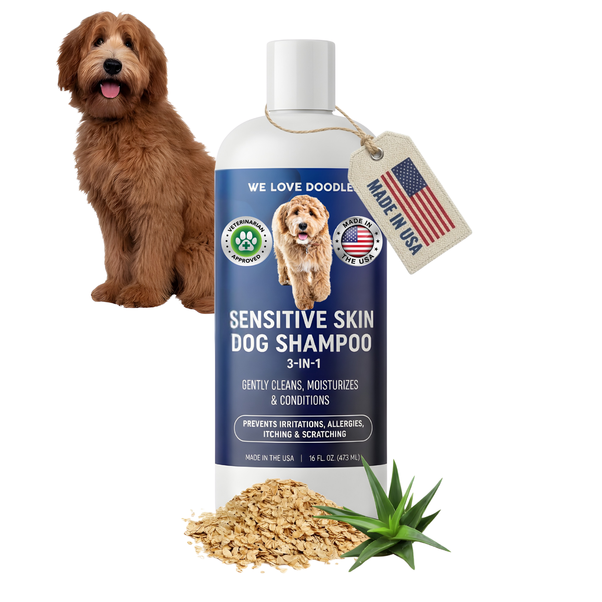 We Love Doodles Sensitive Skin Dog Shampoo with Oatmeal & Aloe, 16 oz