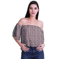 thumbnail image 2 of Moomaya Womens Printed Off The Shoulder Crop Top Flounce Sleeve Summer Clothing Boho Blouse, 2 of 6