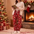 thumbnail image 4 of Hvogkswy Christmas Pajama Pants for Women Winter Drawstring High Waist Fleece Sleep Pants Holiday Loungewear Trousers with Pockets, 4 of 8