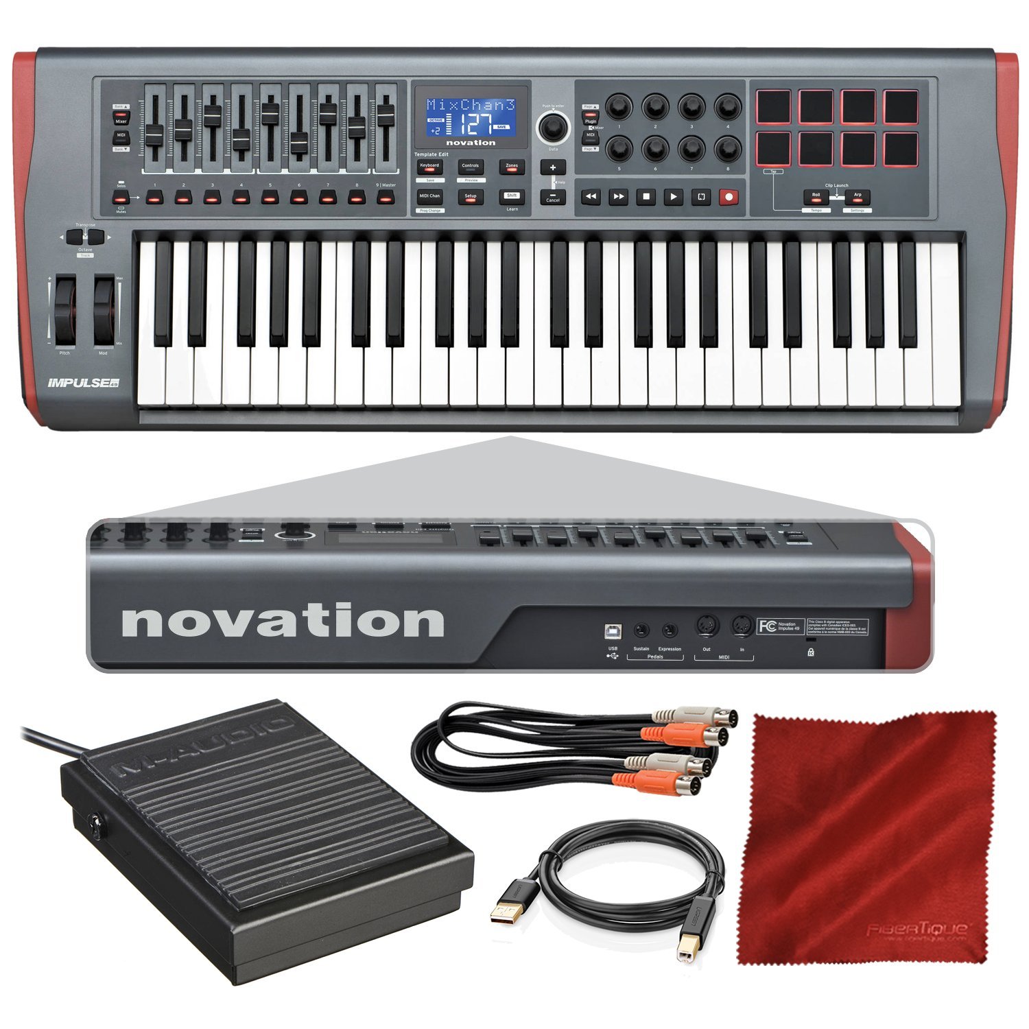 Novation Impulse 49 USB Midi Keyboard Controller with Sustain Pedal