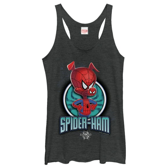 Women's Marvel Spider-Man: Into the Spider-Verse Peter Porker  Racerback Tank Top Black Heather Small