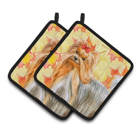 Caroline's Treasures Yorkshire Terrier Fall Pair of Pot Holders