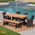 thumbnail image 3 of GDF Studio Edenborn Outdoor 6 Piece Lightweight Concrete and Wicker Dining Set with Bench, Multibrown and Natural Oak, 3 of 13