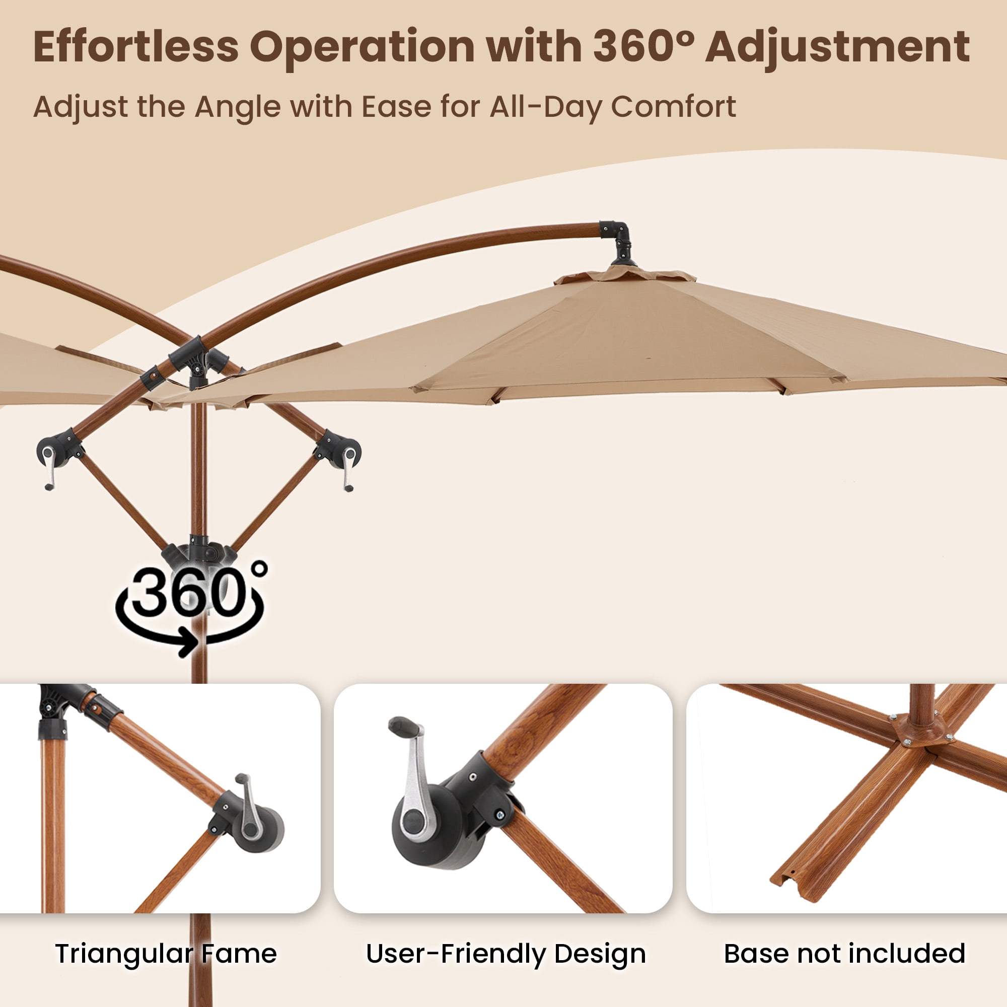 COSIEST 8ft 360° Rotating Cantilever Umbrella，Outdoor Patio Umbrella