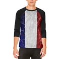 thumbnail image 1 of Distressed French Flag Mens Raglan T Shirt, 1 of 2