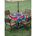 thumbnail image 4 of Outdoor Tablecloth with Umbrella Hole for Patio/Picnic/Party/Camping, Blue Red Tie-dye Waterproof Table Cloth Square Cover Washable, Vintage American Stars Abstract Art (60"x 60"), 4 of 8