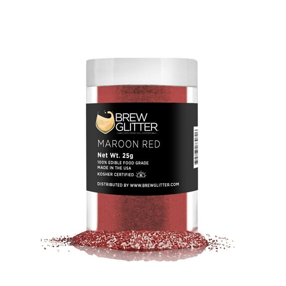 Brew Glitter - Maroon Red Edible Drink Glitter - Bold Sparkle, Beverage-Safe, 25g