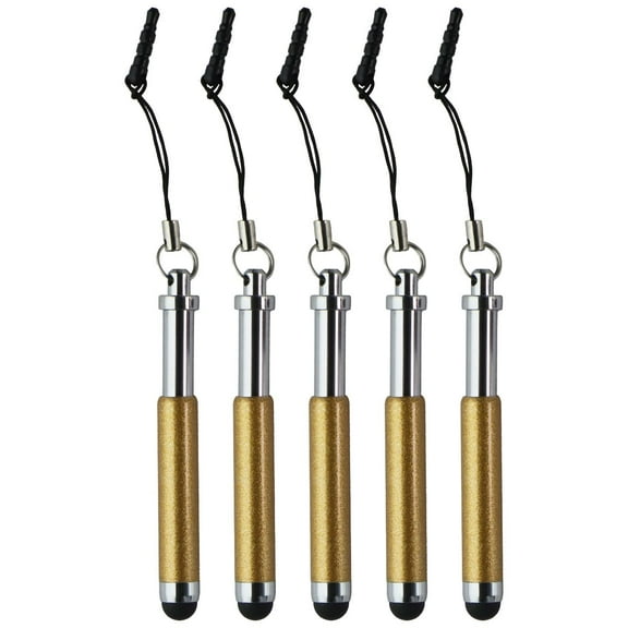 Mini Stylus Pens for Touchscreen Devices - Gold Glitter - 5 Pack