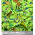 thumbnail image 1 of Soimoi Modal Satin Fabric Branches,Parrot & Leopard Jungle Fabric Prints by Yard 42 Inch Wide, 1 of 1