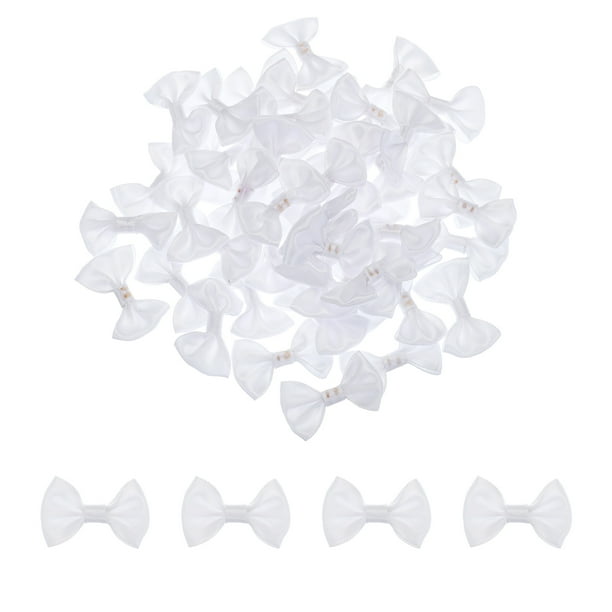 Uxcell 100Pcs Lazos Blancos 1.5"x1" Mini Lazo para Manualidades Lazos de Satén Pequeños al por Mayor
