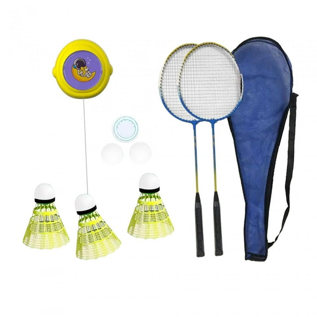 S SERENABLE Badminton Solo Trainer Badminton Training Device for Sports Exercise Workout Yellow 2pcs Rackets