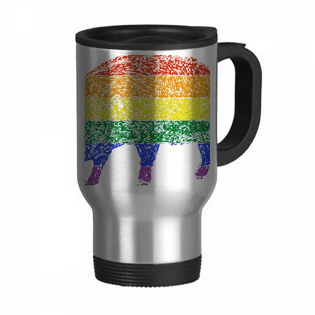 

Rainbow Pig LGBT Travel Mug Flip Lid Stainless Steel Cup Car Tumbler Thermos