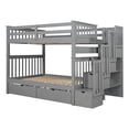 thumbnail image 6 of Full Over Full Bunk Bed with Shelves & 6 Storage Drawers, Solid Wooden Bunk Bed Frame with Storag Staircase & Safety Guardrail, Detachable Bunk Beds for Kids Teens Adults, Gray, 6 of 9