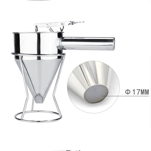 Home Baking Essential: Stainless Steel Conical Funnel Tool Set with Stand - Manual Operation for Chocolate Sauce, Eggs & Cookies - Rustproof, Compact Design - Large 17mm Hole for Creative