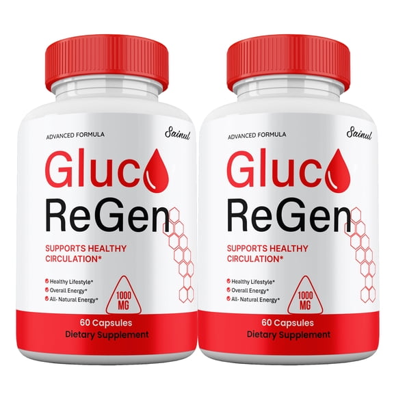(2 Pack) Gluco Regen Capsules, All Natural Supplement, Gluco Re Gen Blood Sugar Pills Premium Ingredients Max Strength