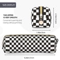 thumbnail image 3 of Fotbe Black and White Checkerboard Estuche para Lápices de Cuero con Estampado, Estuche con Cremallera Resistente, Organizador Compacto y Elegante para Papelería, 3 of 7