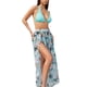 thumbnail image 1 of Ladies Flower Print Swimwears with Long Beach Dress for Women Two Piece Flower Swimsuit Halterneck Thong Bathing Suit Green XXL, 1 of 4