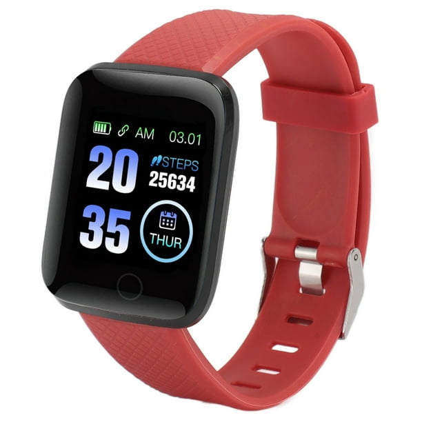 116 Plus Smart Watch 1.3 Inch TFT Color Screen IP67 Waterproof Sports Smart Watch with Bluetooth Message Reminder Red