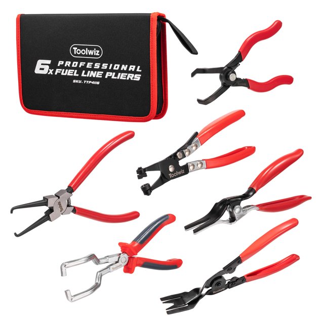 Toolwiz Juego de 6 pinzas para líneas de combustible con bolsa de almacenamiento