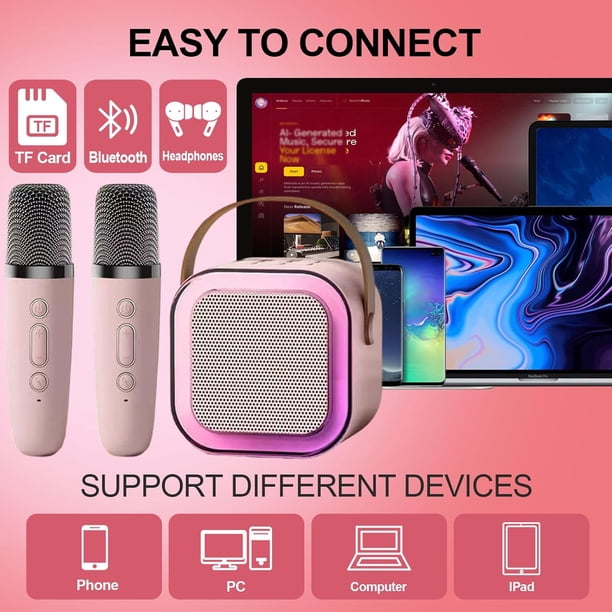 Regalo P8 Portátil Infantil Altavoz Bluetooth Máquina De Karaoke Para Niños Niña Con 2 Wireless Micrófonos De Juguetes Y Inalámbricos Con Rgb Luz Bocina , 5 Sonidos, 3 colores azul Rosa beige Regalo P8 Portátil Infantil Altavoz Bluetooth Máquina De Karaoke Para Niños Niña Con 2 Wireless Micrófonos De Juguetes Y Inalámbricos Con Rgb Luz Bocina , 5 Sonidos, 3 colores azul Rosa beige