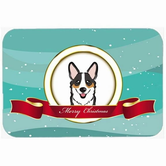 Caroline's Treasures Tricolor Corgi Merry Christmas Glass Cutting Board Large