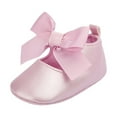 thumbnail image 2 of piuwrlz Toddler Girls Ballets Flat Dress Shoes Baobao Shoes Solid Color Bow Knot Prewalker Soft Antiskid Soft Sole Babys Shoe Pink Size 6-9Months, 2 of 5