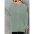 thumbnail image 5 of ZOELNIC Womens Waffle Knit Crewneck Sweatshirts Long Sleeve Side Slits Casual Pullover Sweatshirt Tops, XL, 5 of 6