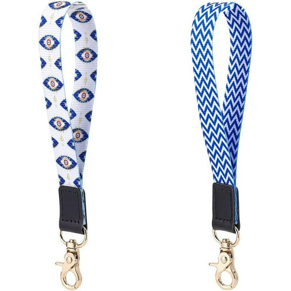 2 Pcs Wristlet Lanyard Mixed Color Nylon Keychain Wrist Straps Hand Wrist Lanyard with Alloy Lobster Clasps Clips