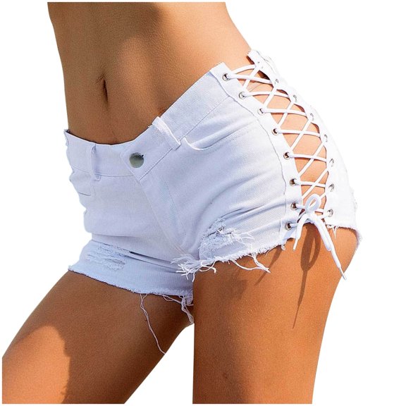 Honeeladyy Sales Women Ripped Cut Off Low Waist Denim Jeans Shorts Mini Hot Pants Summer Casual Hollow Out Frenulum Nightclub Jeans