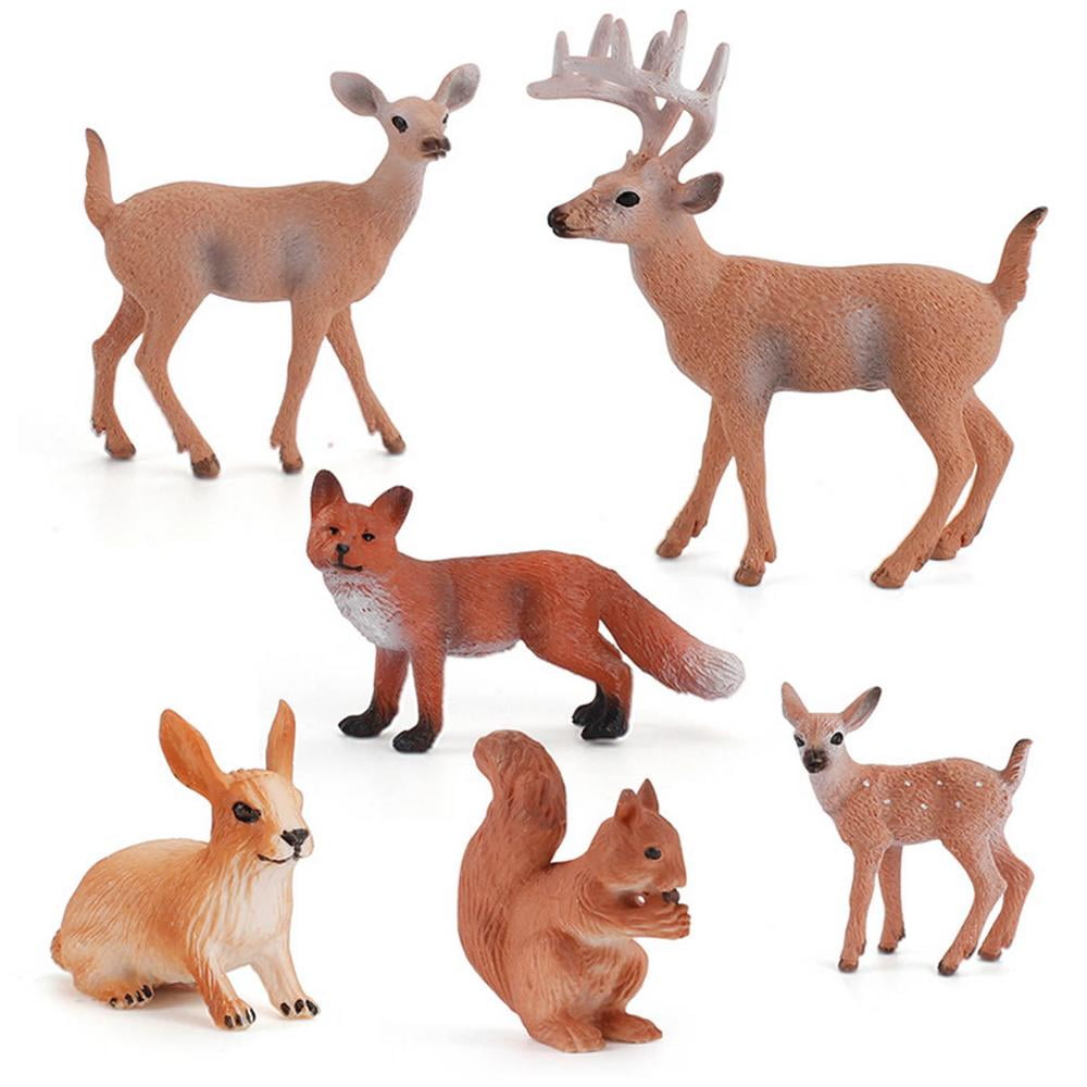 Pwtool 6 Piece Realistic Jungle Animals Toys Set with Deer, Rabbit, Fox, Beaver, Squirrel, Goat Wild Educational Animal Learning Toy Set Plastic Animal Figurines Toys for Toddlers, Kids, realistic Pwtool 6 Piece Realistic Jungle Animals Toys Set with Deer, Rabbit, Fox, Beaver, Squirrel, Goat Wild Educational Animal Learning Toy Set Plastic Animal Figurines Toys for Toddlers, Kids, realistic