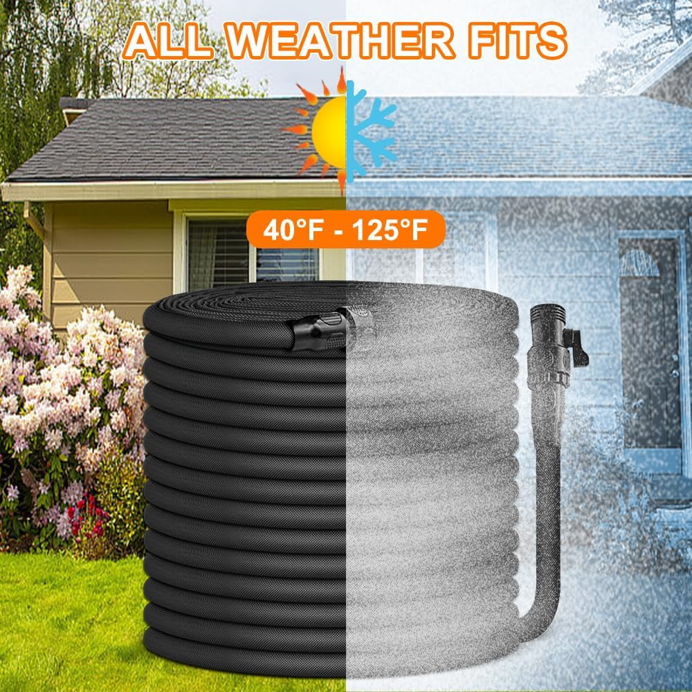 Garden Hose 75ft, Pliable lightweight Water Hose with Triple Layer 3/4" Fittings Ergonomic Grip Indoor & Outdoor Use Gift for Lawn Car Watering Plants Black