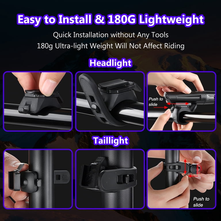 DAYBETTER 2-Pack Bike Lights, 300LM Headlight & Taillight, Rechargeable photo 7