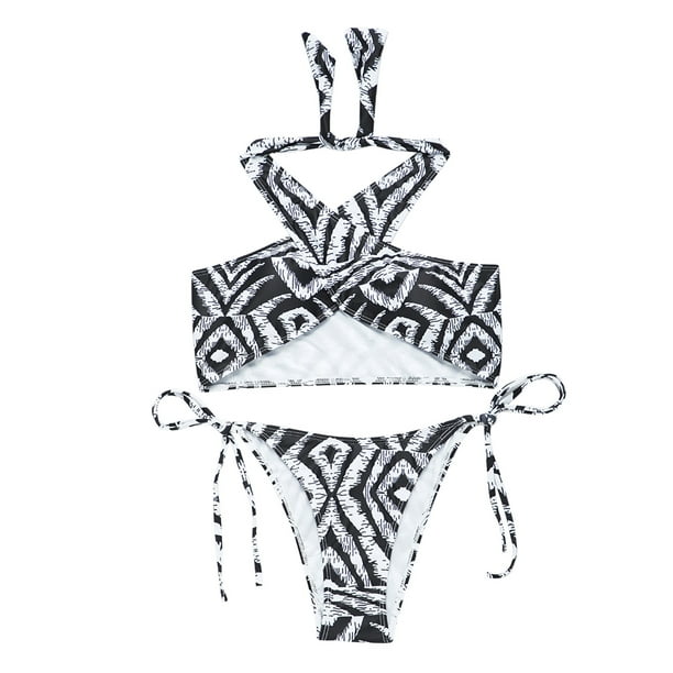Olyvenn Flash Pick Women's Bikini Swimsuit Geometric Colorblock Print ...