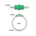 thumbnail image 3 of Three Stone Round and Oval Shape Natural Emerald Gemstone Ring in 14K White Gold (Size: 4.5), 3 of 6