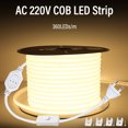 thumbnail image 1 of COB LED Strip 220V Switch/Dimmable Power EU Plug 360LEDs/m 3000k 6000k RA90 Outdoor Garden FOB LED Tape Bedroom Kitchen Lighting, 1 of 6