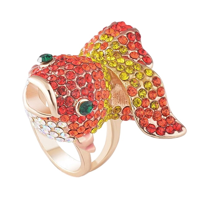 Anillo de mujer, diamantes de imitación, pez de cristal, moda, Festival, cumpleaños, playa, tienda, escuela, joyería personalizada para mujer Ropa, zapatos y accesorios Miscelánea Oro Talla 9 Minnieouse AP014538-04