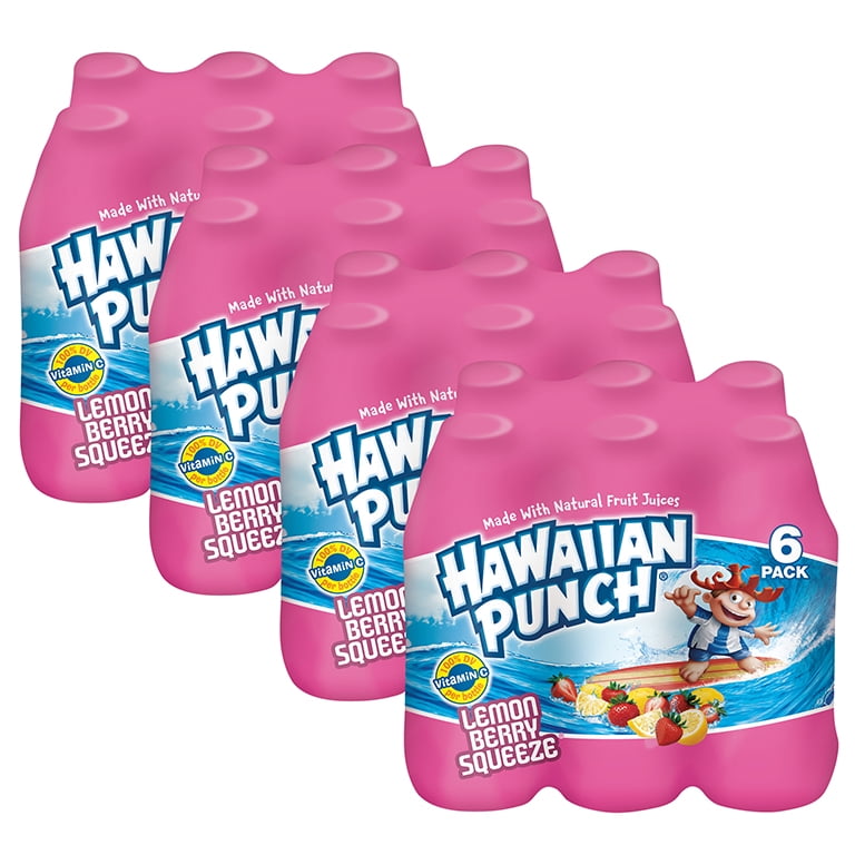 (4 Pack) Hawaiian Punch Juice, Lemon Berry Squeeze, 10 Fl Oz, 6 Count