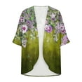 thumbnail image 5 of SELONE Cute Cardigans for Women 3/4 Sleeve Plus Size Regular Open Front Cardigans Without Hoodie Flowers Lightweight Beach Vacation Wear Green 5XL, 5 of 5