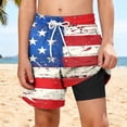 thumbnail image 2 of Odeerbi Boys Independence Day Swim Pantalones Patriotic Beach 2-In-1 Compression Liner Board Shorts Con Bolsillos, 2 of 9