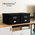 thumbnail image 3 of File Organizer Box - Set of 2 Collapsible Decorative Linen Filing Storage Hanging File Folders with Lids Office Cabinet Letter Size Black (15x12.2x10.75 inch), 3 of 6