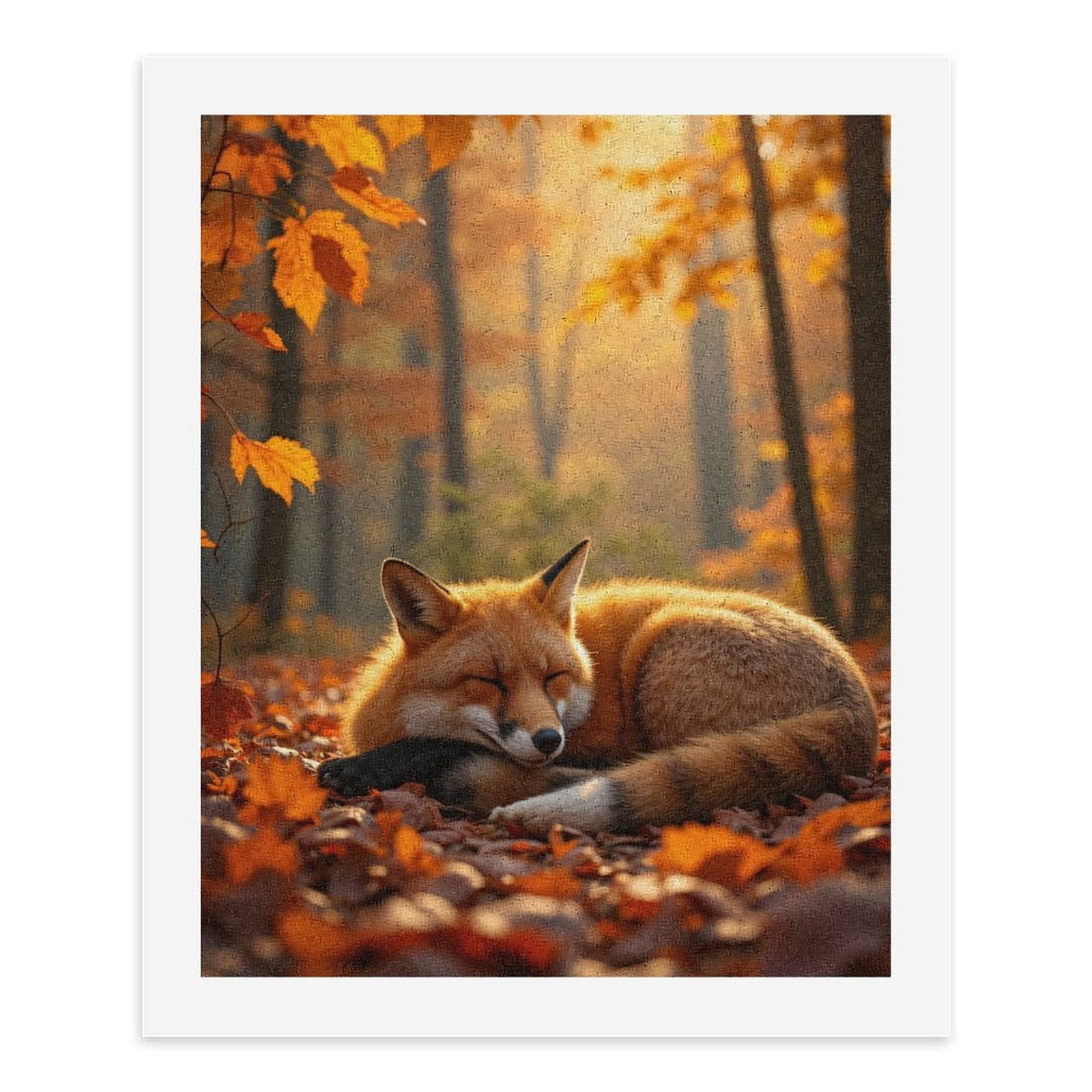 Paint by Numbers Kit for Adults, Fox Sleeping Autumn Leaves Forest Paint by Numbers, Easy Paint by Numbers Kit for Adults Beginner, DIY Adult Paint by Number Kits on Canvas, Home Decor