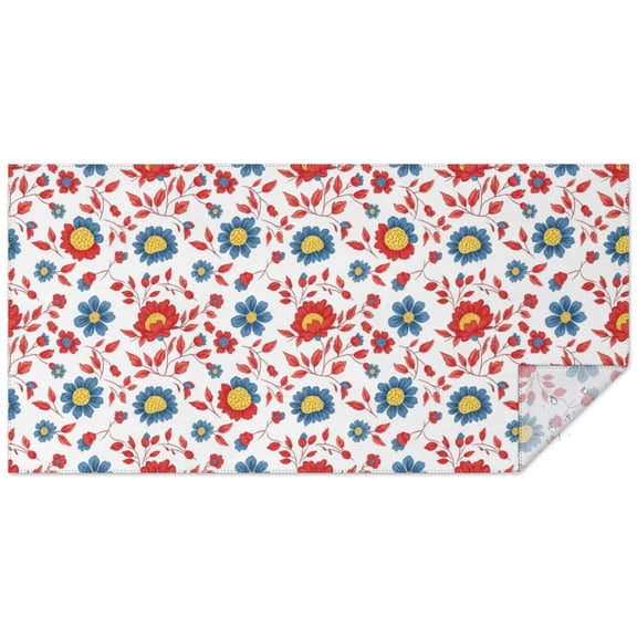 Pioneer Flower Floral Print Pattern Rectangle Tablecloth 60"x120", Waterproof Polyester Table Cloth, Wipeable Spillproof for Dining Camping Indoor Outdoor