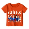 thumbnail image 5 of Girls T Shirts Will Be Letter Print Short Sleeve Round Neck Top Girls Tops Orange 1-2 Years, 5 of 5