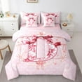 thumbnail image 1 of Erosebridal Bow Alphabet Bedding Queen Size,Red Flower Bedding Sets Queen Size,Letter Personalized Comforter Sets with Sheets,Microfiber Floral Room Decorative,Reversible,7 Pieces, 1 of 6
