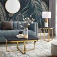thumbnail image 2 of Chidia Black Gold Coffee Table - High Gloss Lacquer Finish Top, Polished Stainless Steel Base, X-Leg, 2 of 10