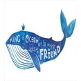 thumbnail image 3 of Whale Duvet Cover Set, Kind of Ocean is My Best Friend Words with Whale Fish Paintbrush Picture, Decorative 3 Piece Bedding Set with 2 Pillow Shams, Calking Size, Violet Blue White, by Ambesonne, 3 of 3
