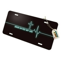 Jesus Saved My Life EKG Heart Rate Pulse Religious Christian Novelty Metal Vanity Tag License Plate